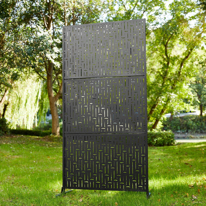 Glitzhome Écran de séparation de pièce, pare-brise à 3 panneaux, motif floral galvanisé, 1,8 m (6 pieds)