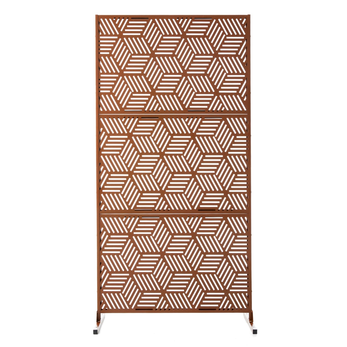 Glitzhome Écran de séparation de pièce, pare-brise à 3 panneaux, motif floral galvanisé, 1,8 m (6 pieds)