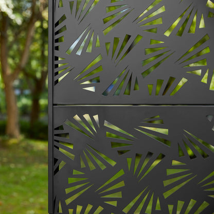 Glitzhome Écran de séparation de pièce, pare-brise à 3 panneaux, motif floral galvanisé, 1,8 m (6 pieds)
