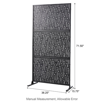 Glitzhome Écran de séparation de pièce, pare-brise à 3 panneaux, motif floral galvanisé, 1,8 m (6 pieds)