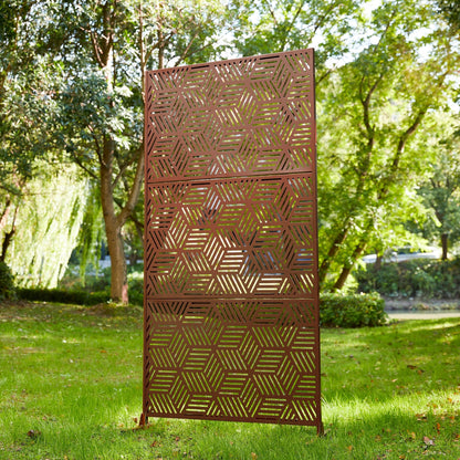 Glitzhome Écran de séparation de pièce, pare-brise à 3 panneaux, motif floral galvanisé, 1,8 m (6 pieds)