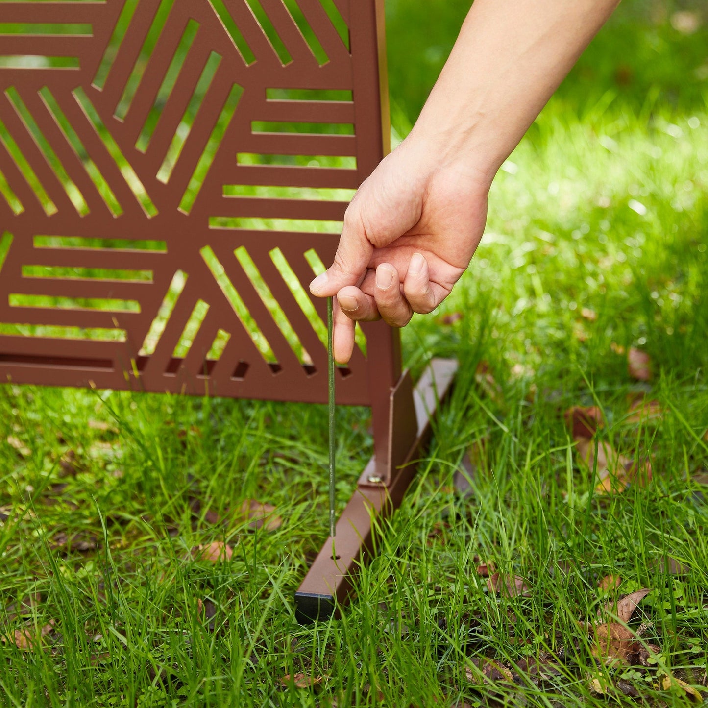 Glitzhome Écran de séparation de pièce, pare-brise à 3 panneaux, motif floral galvanisé, 1,8 m (6 pieds)