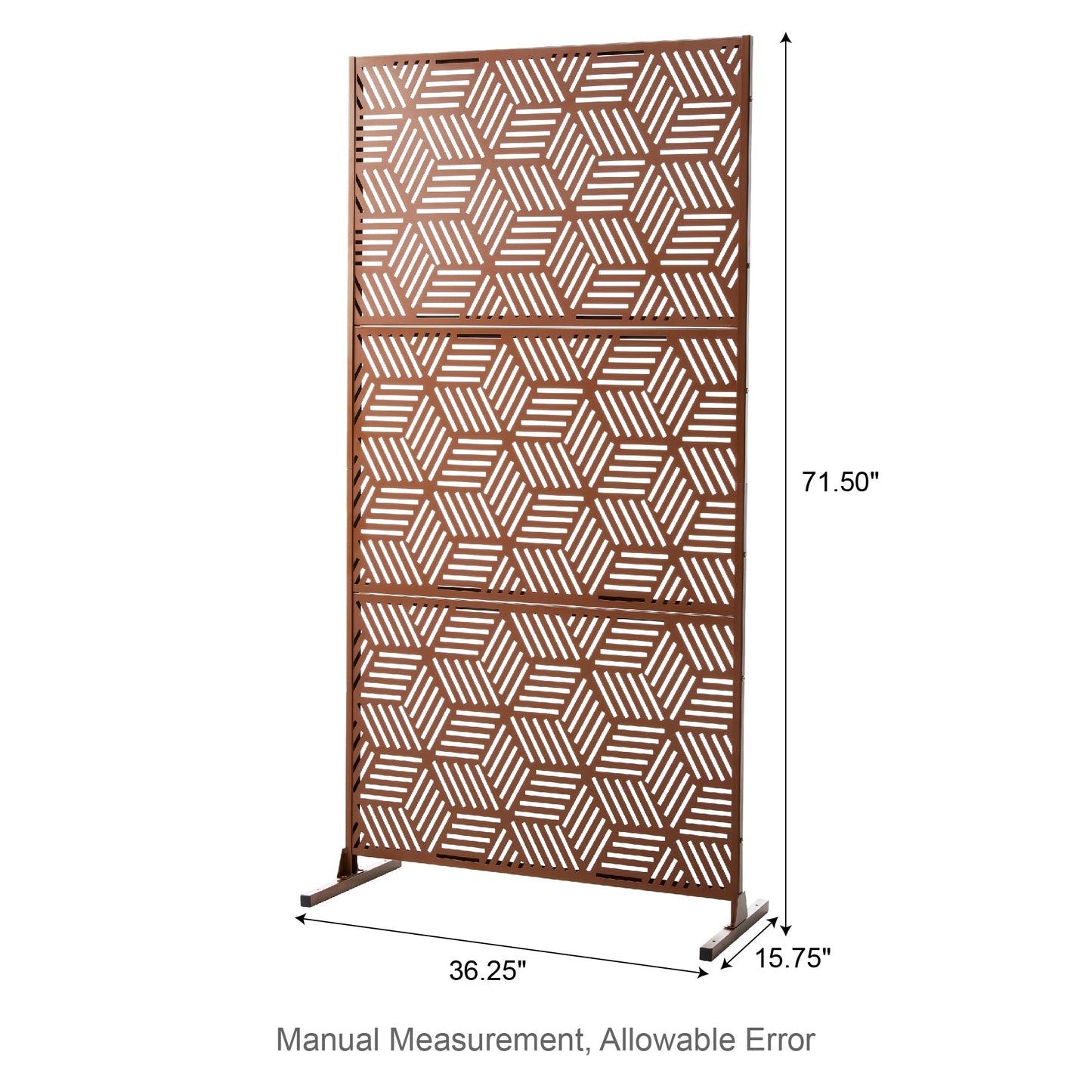 Glitzhome Écran de séparation de pièce, pare-brise à 3 panneaux, motif floral galvanisé, 1,8 m (6 pieds)