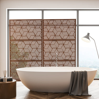 Glitzhome Écran de séparation de pièce, pare-brise à 3 panneaux, motif floral galvanisé, 1,8 m (6 pieds)