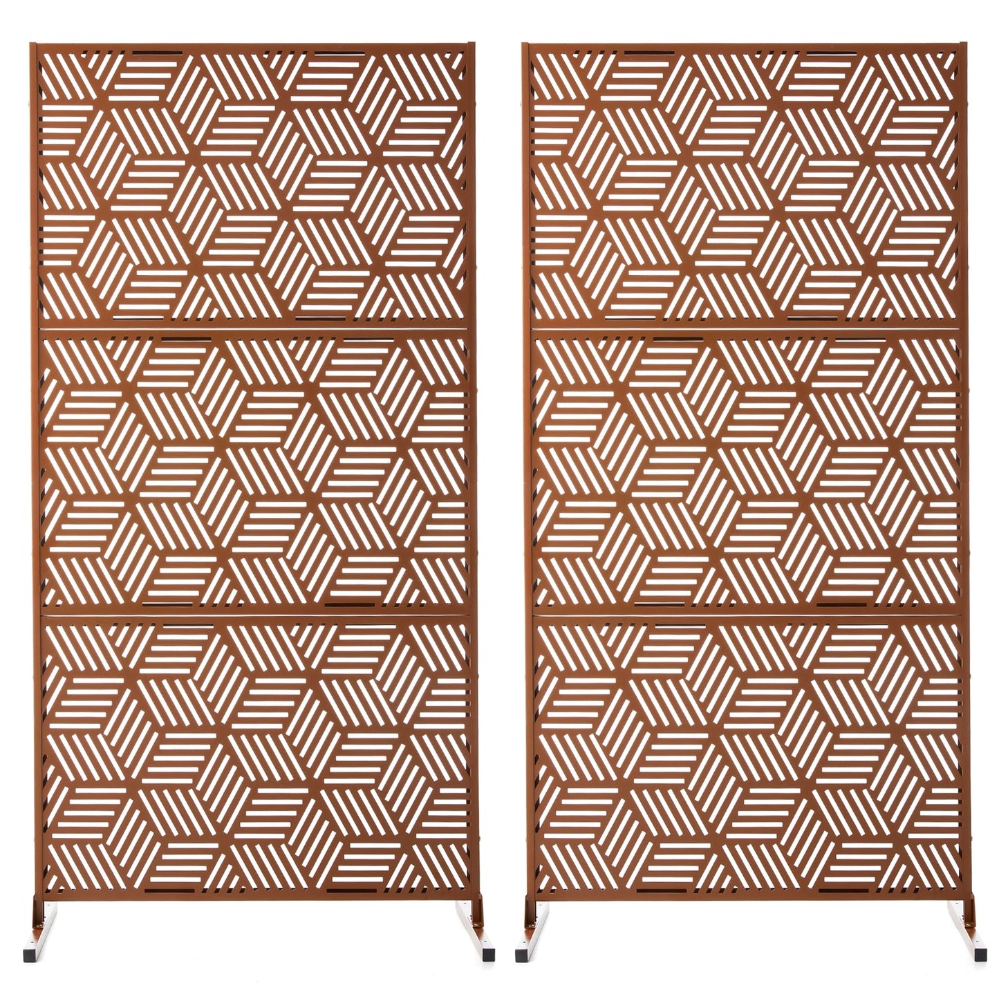 Glitzhome Écran de séparation de pièce, pare-brise à 3 panneaux, motif floral galvanisé, 1,8 m (6 pieds)