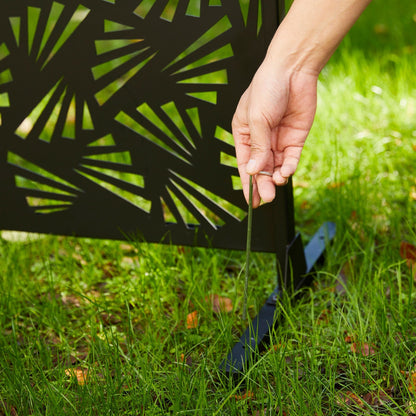 Glitzhome Écran de séparation de pièce, pare-brise à 3 panneaux, motif floral galvanisé, 1,8 m (6 pieds)