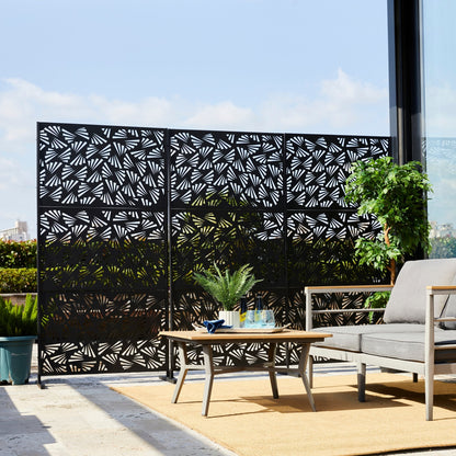 Glitzhome Écran de séparation de pièce, pare-brise à 3 panneaux, motif floral galvanisé, 1,8 m (6 pieds)