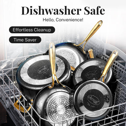 Ensemble de 15 pièces de casseroles et poêles ultra antiadhésives en céramique Gotham Steel noires, avec ustensiles.