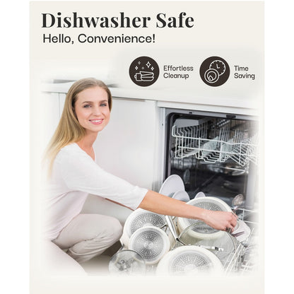 Gotham Steel Cream Ensemble de 12 casseroles et poêles ultra antiadhésives en céramique avec poignées Stay Cool