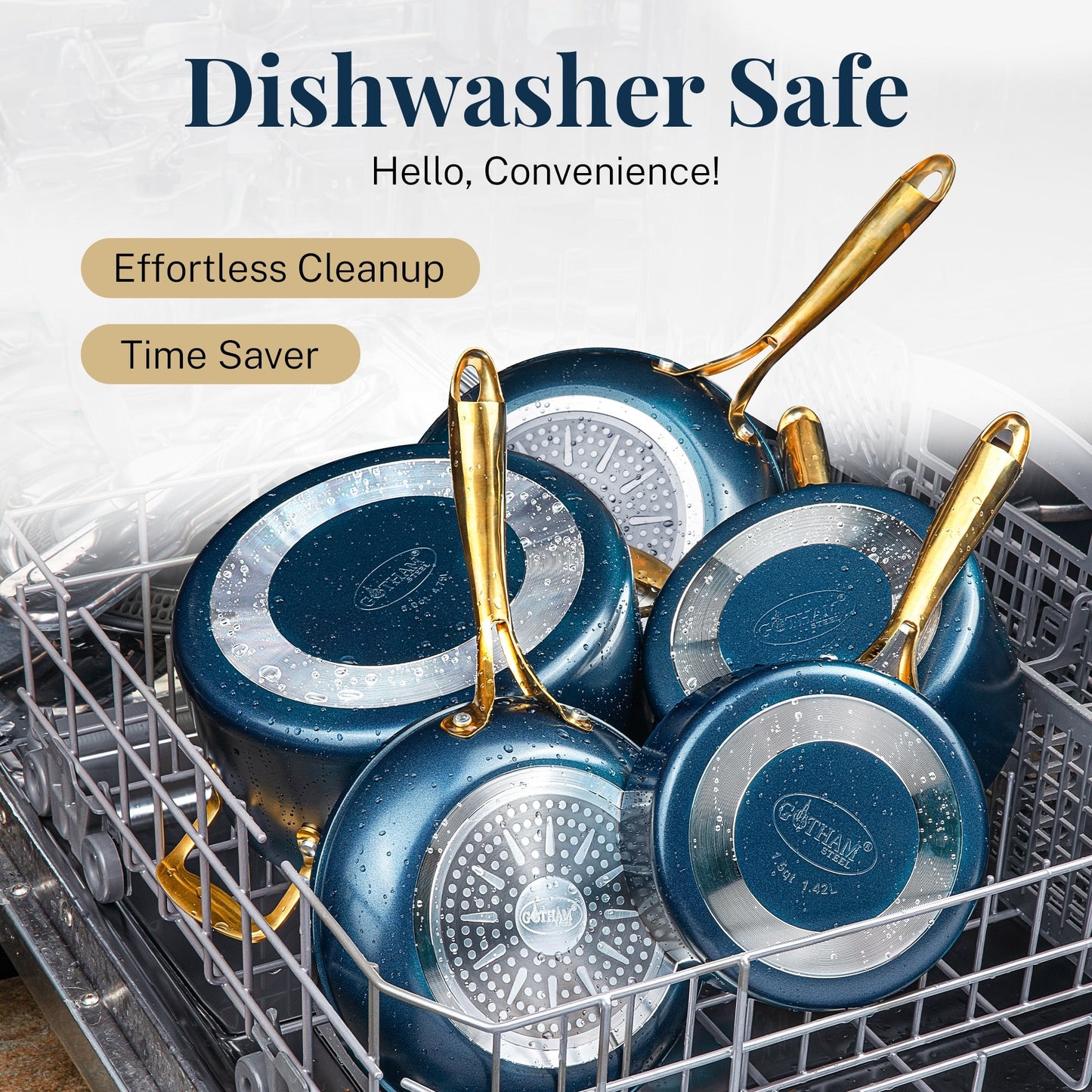 Ensemble de cuisine antiadhésif Gotham Steel crème/bleu marine, 12 pièces