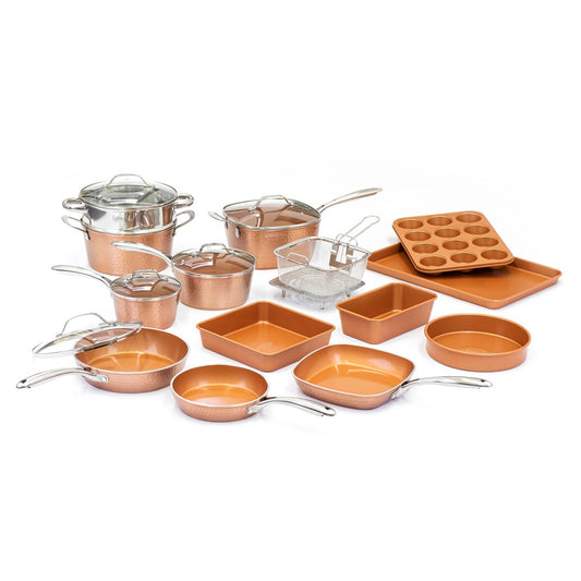 Ensemble de casseroles et poêles antiadhésives Gotham Steel en acier martelé, 20 pièces