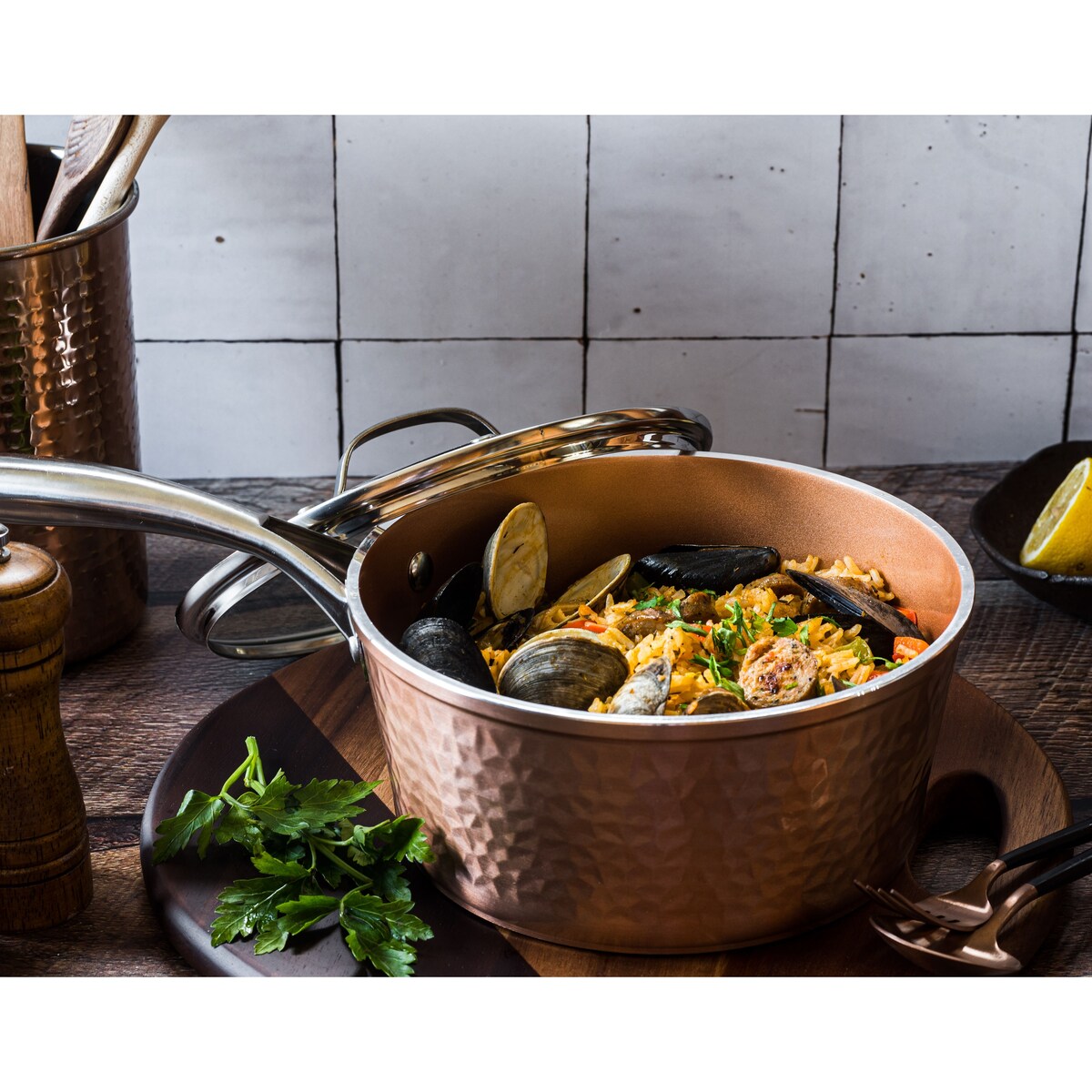 Ensemble de casseroles et poêles antiadhésives Gotham Steel en acier martelé, 20 pièces