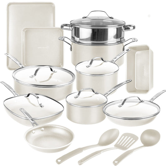 Ensemble de casseroles et poêles antiadhésives Gotham Steel Naturals 20 pièces avec ustensiles de cuisson et de pâtisserie
