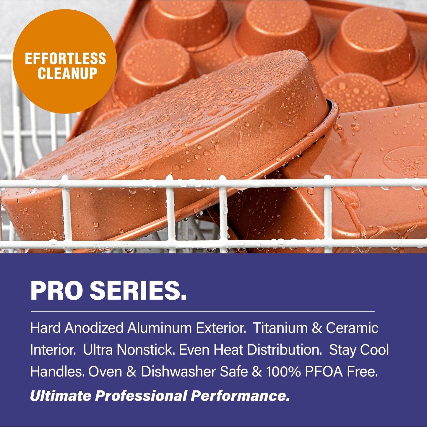 Ensemble de 20 pièces de batterie de cuisine et de matériel de pâtisserie Gotham Steel Pro en acier anodisé dur.