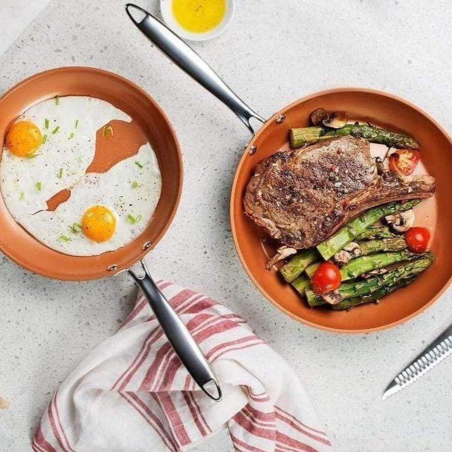 Ensemble de 3 poêles antiadhésives Gotham Steel Pro en acier anodisé dur - 8'', 10'' et 12''