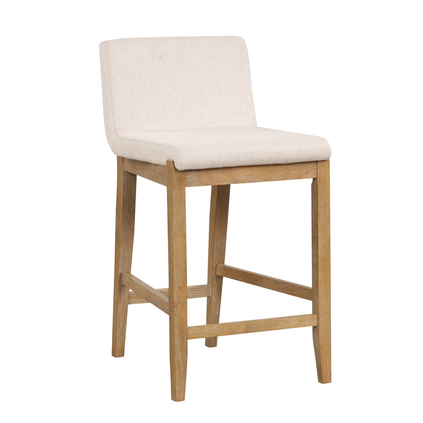 Tabouret de bar moderne Gracie, chaise rembourrée en bouclé et pieds en bois brossé