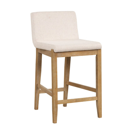 Tabouret de bar moderne Gracie, chaise rembourrée en bouclé et pieds en bois brossé