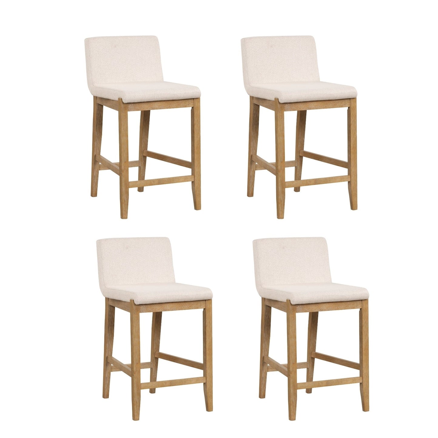 Tabouret de bar moderne Gracie, chaise rembourrée en bouclé et pieds en bois brossé