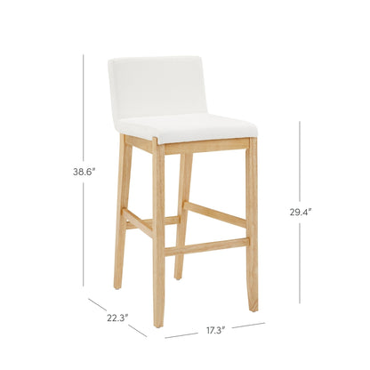 Tabouret de bar moderne Gracie, chaise rembourrée en bouclé et pieds en bois brossé