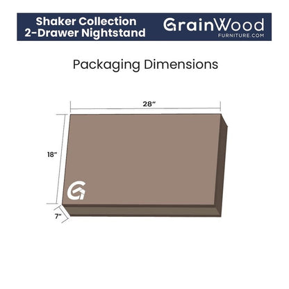 Table de chevet Shaker en bois massif à 2 tiroirs de Grain Wood Furniture