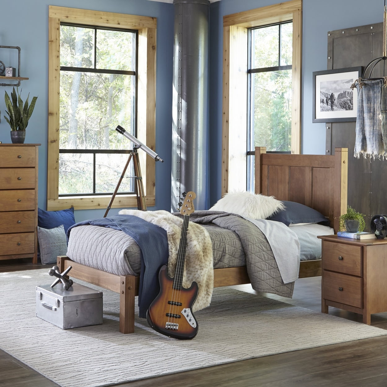 Lit-plateforme à panneaux en bois massif de style Shaker de Grain Wood Furniture