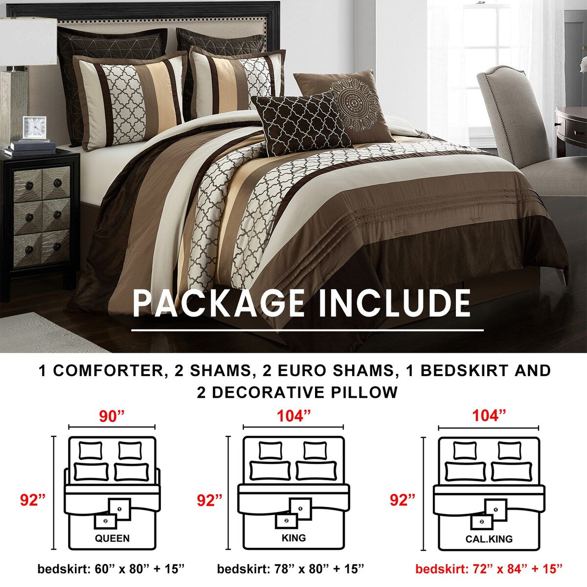 Nanshing Avalon Trellis 8-Piece Moroccan Print Comforter Set