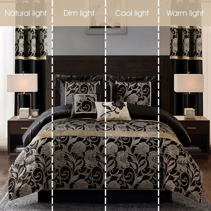 Ensemble de Couette à Motifs Floraux en Jacquard Nanshing Brie, 9 Pièces