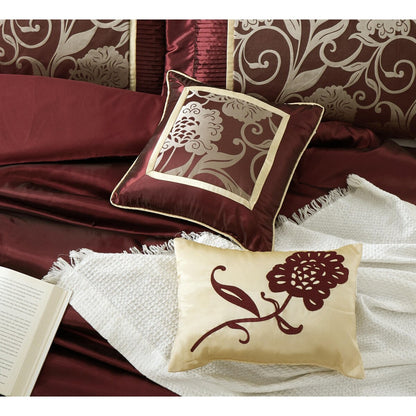 Ensemble de Couette à Motifs Floraux en Jacquard Nanshing Brie, 9 Pièces