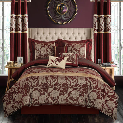 Ensemble de Couette à Motifs Floraux en Jacquard Nanshing Brie, 9 Pièces