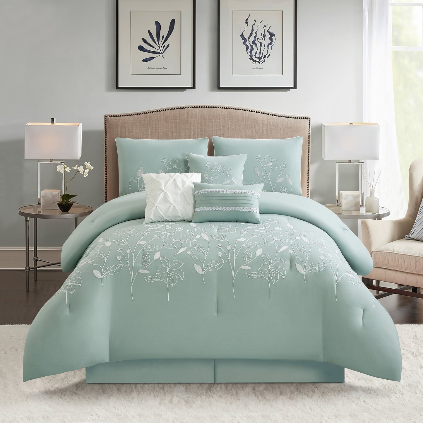 Ensemble de Couette à Motifs Floraux et Botaniques Nanshing Taylor 7 Pièces