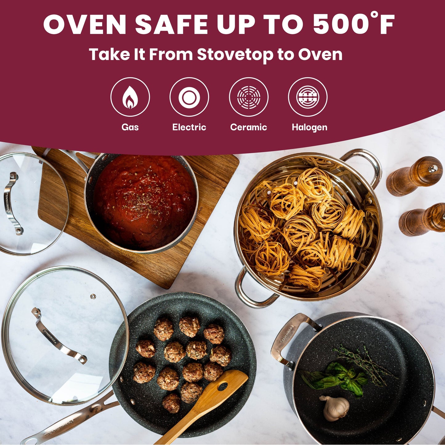 Ensemble de casseroles, poêles, ustensiles de cuisine et de pâtisserie Granitestone 20 pièces antiadhésives