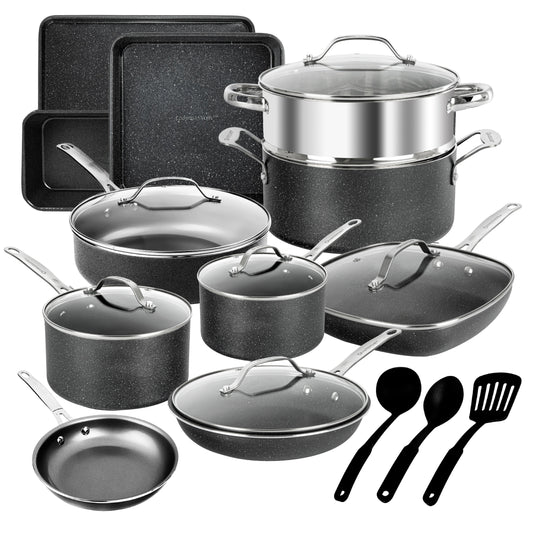 Ensemble de casseroles, poêles, ustensiles de cuisine et de pâtisserie Granitestone 20 pièces antiadhésives