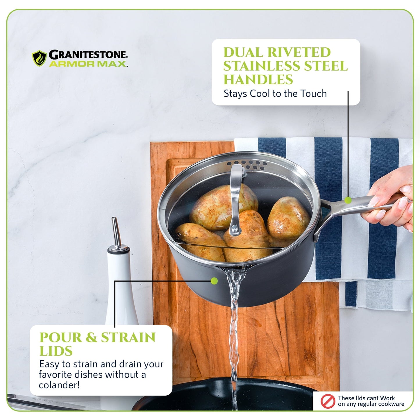 Ensemble de cuisine Granitestone Armor Max 14 pièces en acier anodisé dur