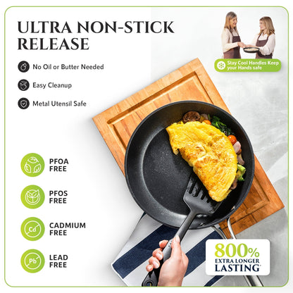 Ensemble de cuisine Granitestone Armor Max 14 pièces en acier anodisé dur