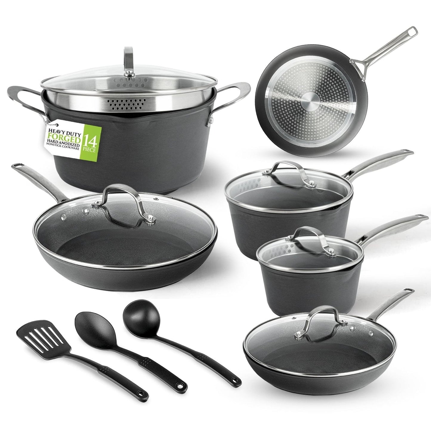 Ensemble de cuisine Granitestone Armor Max 14 pièces en acier anodisé dur