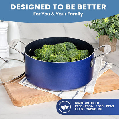 Ensemble de 20 pièces de batterie de cuisine antiadhésive Granitestone bleue