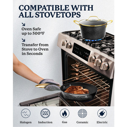 Ensemble de cuisine antiadhésif Granitestone Charleston en 15 pièces, forgé à la main