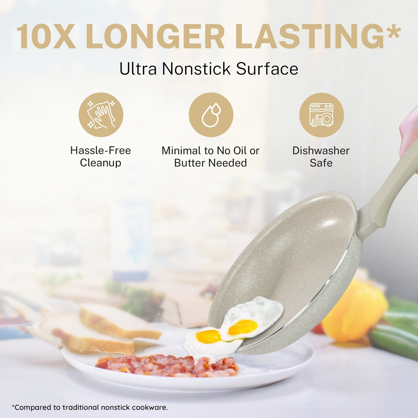 Ensemble de 20 pièces de casseroles et de plaques à pâtisserie antiadhésives Granitestone Desert Cream