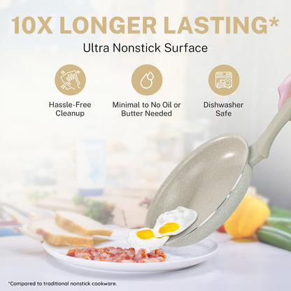 Ensemble de 20 pièces de casseroles et de plaques à pâtisserie antiadhésives Granitestone Desert Cream