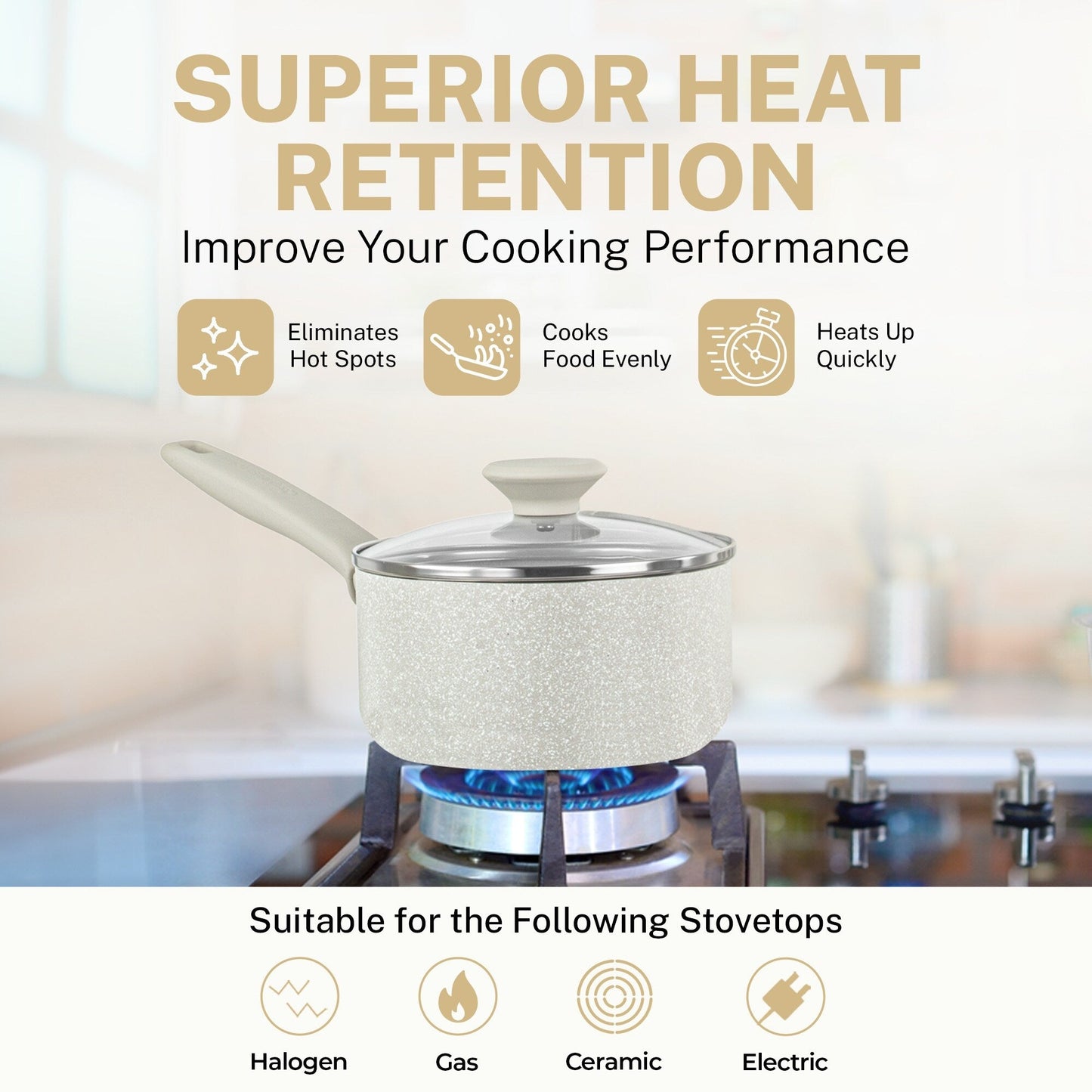 Ensemble de 20 pièces de casseroles et de plaques à pâtisserie antiadhésives Granitestone Desert Cream