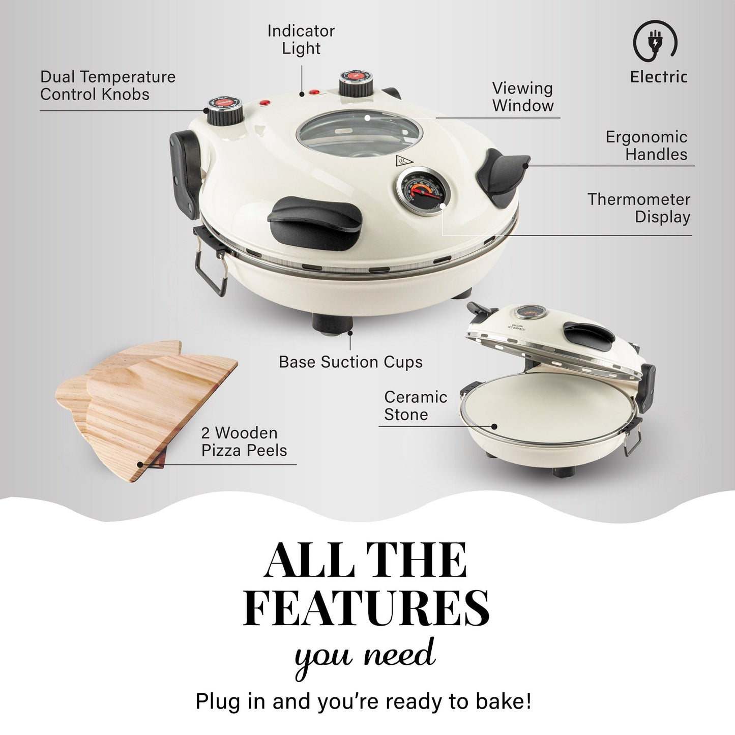 Four à pizza électrique Granitestone Piezano pour intérieur/extérieur avec pierre en céramique