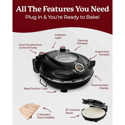 Four à pizza électrique Granitestone Piezano pour intérieur/extérieur avec pierre en céramique