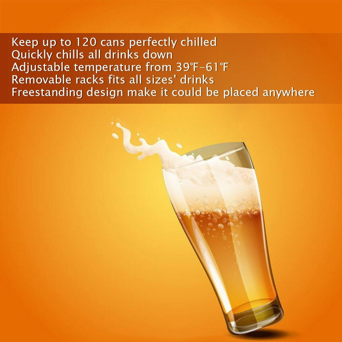 Réfrigérateur à boissons Gymax, capacité de 120 canettes, pour bière, vin, soda et autres boissons, mini modèle.