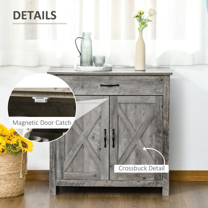 Buffet HOMCOM style porte de grange de ferme, 32 pouces, meuble de rangement, bar à café pour salon ou entrée