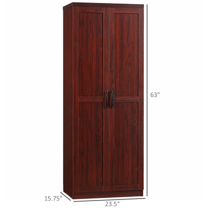 HOMCOM Étagère de rangement pour cuisine, armoire de rangement à 2 portes avec 5 niveaux de rangement et 2 étagères réglables pour salle à manger (63 pouces)