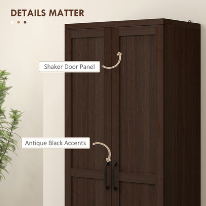 HOMCOM Étagère de rangement pour cuisine, armoire de rangement à 2 portes avec 5 niveaux de rangement et 2 étagères réglables pour salle à manger (63 pouces)