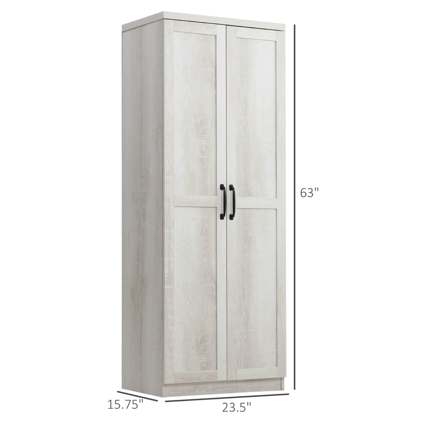 HOMCOM Étagère de rangement pour cuisine, armoire de rangement à 2 portes avec 5 niveaux de rangement et 2 étagères réglables pour salle à manger (63 pouces)