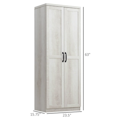 HOMCOM Étagère de rangement pour cuisine, armoire de rangement à 2 portes avec 5 niveaux de rangement et 2 étagères réglables pour salle à manger (63 pouces)