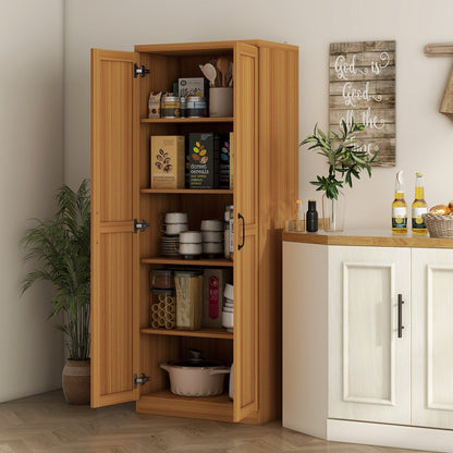 HOMCOM Étagère de rangement pour cuisine, armoire de rangement à 2 portes avec 5 niveaux de rangement et 2 étagères réglables pour salle à manger (63 pouces)