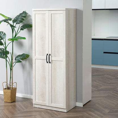 HOMCOM Étagère de rangement pour cuisine, armoire de rangement à 2 portes avec 5 niveaux de rangement et 2 étagères réglables pour salle à manger (63 pouces)